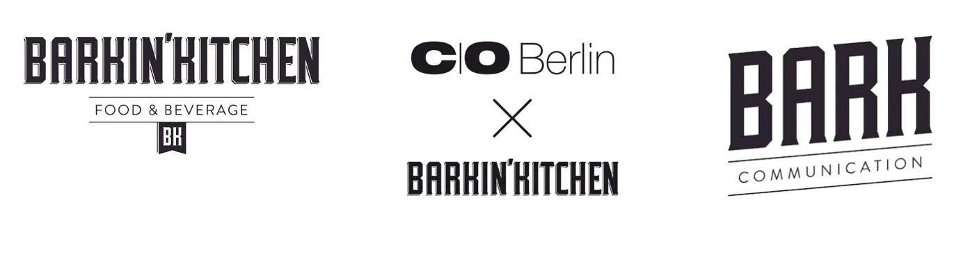Logos von Barkin' Kitchen, C/O Berlin und Bark Communication