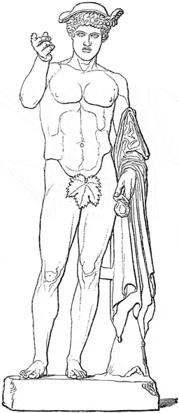 Hermes Logios, line drawing of an ancient statue of the messenger god Hermes (Rome, Villa Ludovisi)