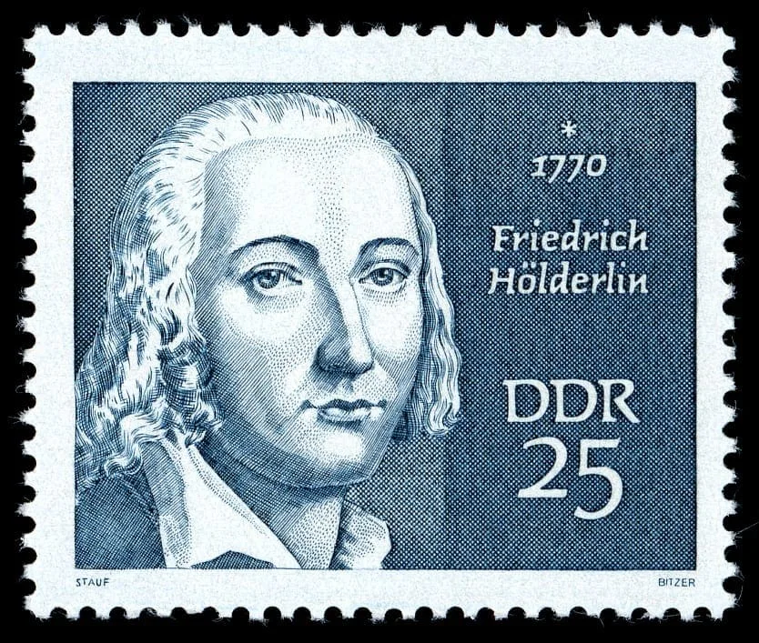 GDR postage stamp from 1970 with the portrait of Friedrich Hölderlin, 25 pfennig