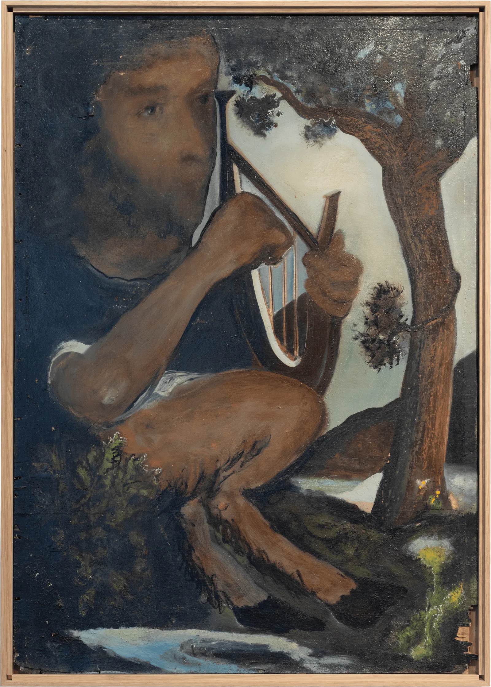 Hilarion Manero, Pan, 2002: painting of the shepherd god Pan with panpipes beneath a tree