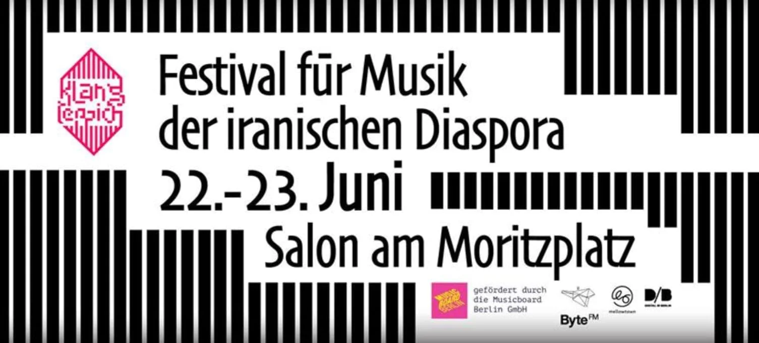 Plakat „Festival für Musik der iranischen Diaspora, 22.–23. Juni, Salon am Moritzplatz“