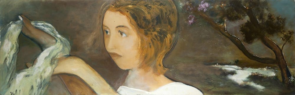 Girl with flowing River, 2002, 54 x 167cm